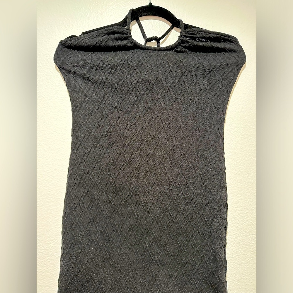 H&M Black halter bodycon dress with pattern and tie around the neck. Size M - Picture 2 of 4